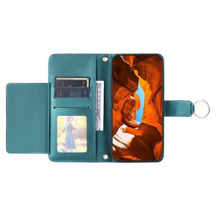 OEM - Samsung Galaxy A55 5G Plånboksfodral Konstläder Ring Spänne Ställ - Grön