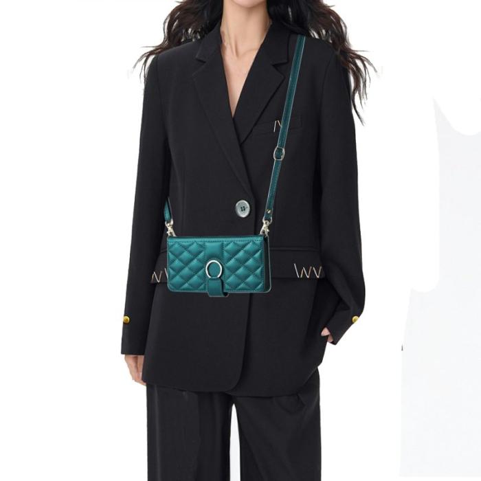 OEM - Samsung Galaxy A55 5G Plånboksfodral Konstläder Ring Spänne Ställ - Grön