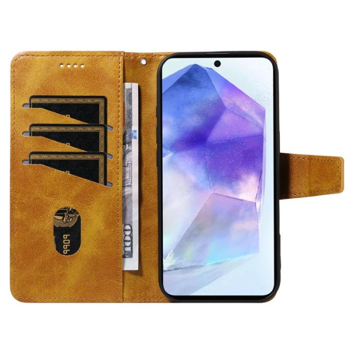 OEM - Samsung Galaxy A55 5G Plånboksfodral Konstläder Ställ - Gul