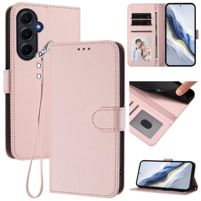 OEM - Samsung Galaxy A55 5G Plånboksfodral Konstläder Ställ - Rosa