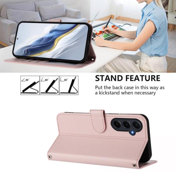 OEM - Samsung Galaxy A55 5G Plånboksfodral Konstläder Ställ - Rosa