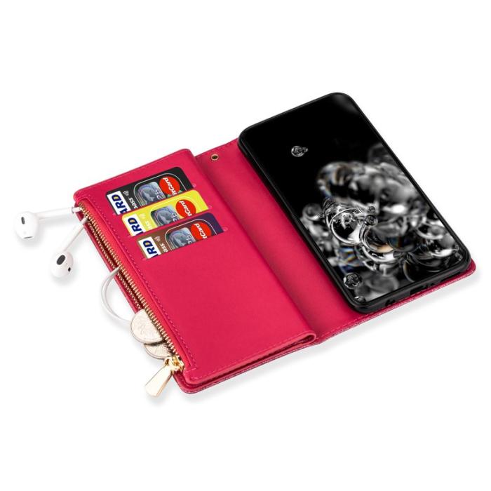 OEM - Samsung Galaxy A55 5G Plånboksfodral Konstläder Ställ Zipper - Rosa