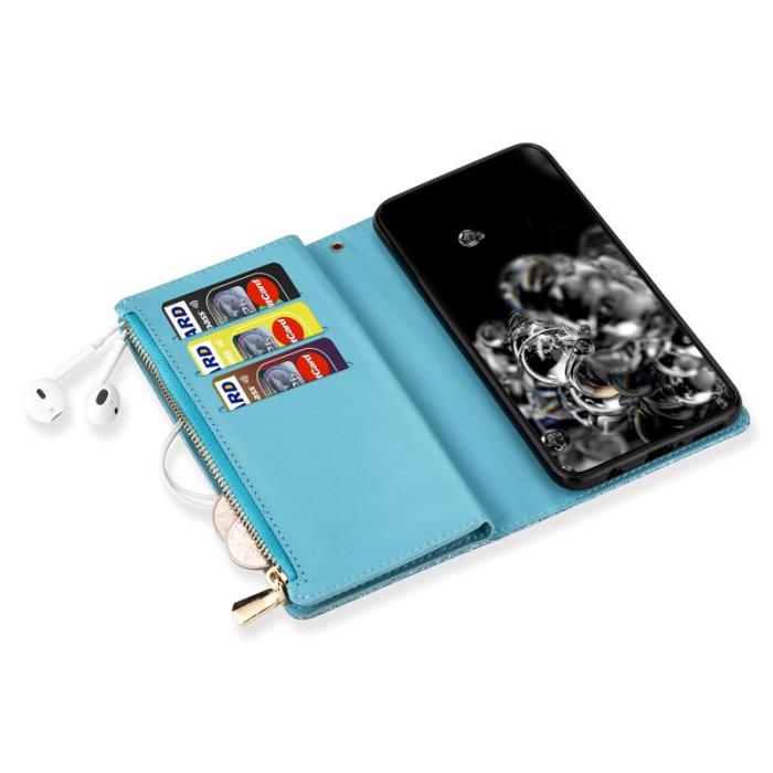 OEM - Samsung Galaxy A55 5G Plånboksfodral Konstläder Stativ Glittrig - Blå