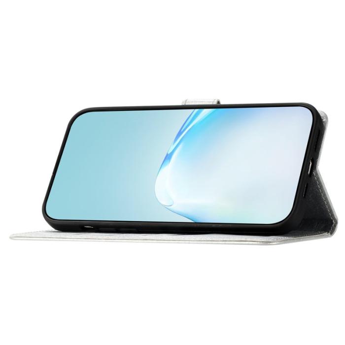 OEM - Samsung Galaxy A55 5G Plånboksfodral Konstläder Stötbeständig - Silver