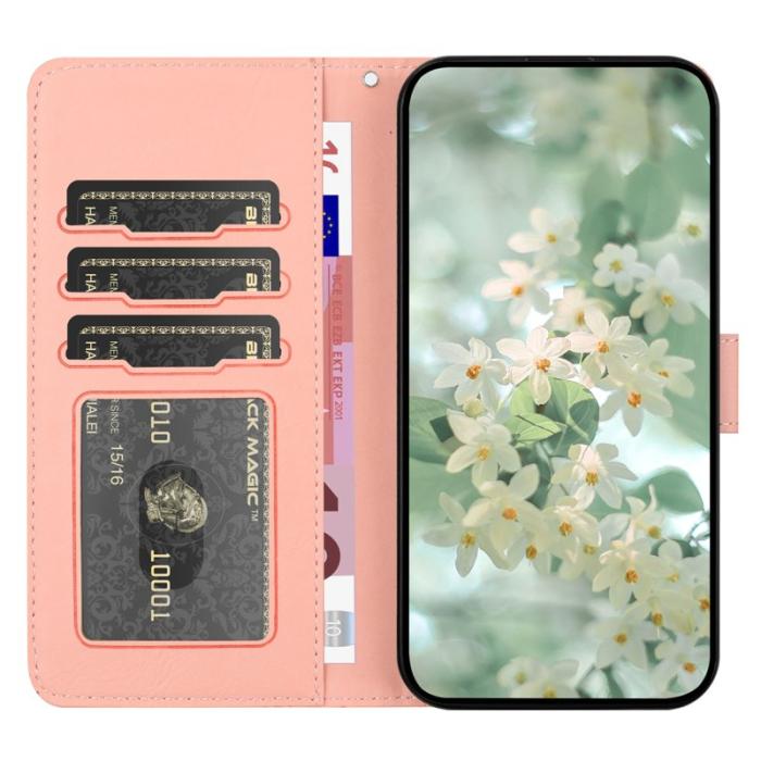 OEM - Samsung Galaxy A55 5G Plånboksfodral Blommönster Konstläder - Rosa