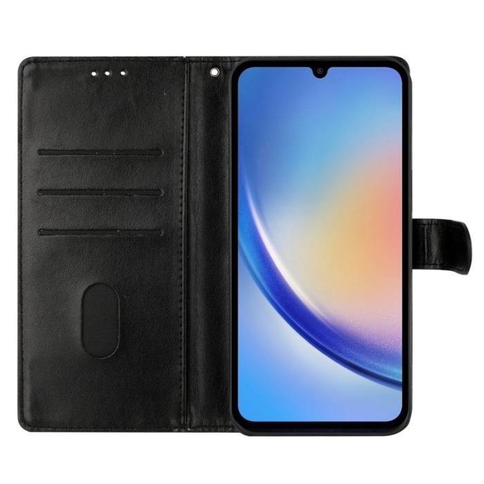 OEM - Samsung Galaxy A55 5G Plånboksfodral Blomtryck Ställ Konstläder - Svart