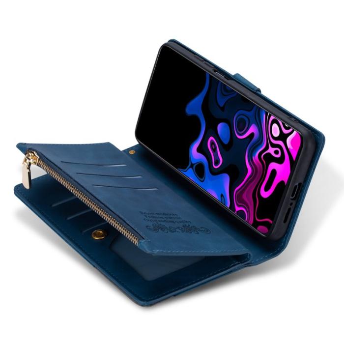 OEM - Samsung Galaxy A55 5G Plånboksfodral Dragkedja Färgsplicing Konstläder - Blå