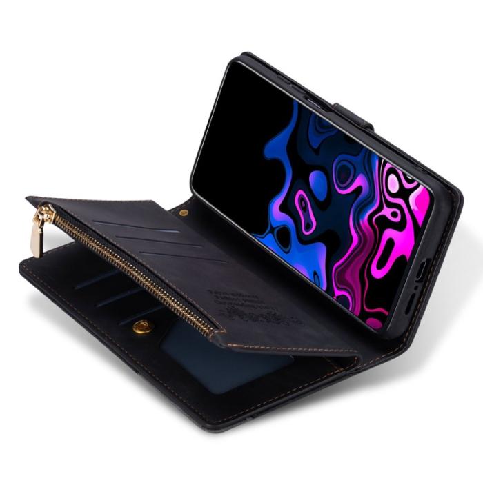 OEM - Samsung Galaxy A55 5G Plånboksfodral Dragkedja Färgsplicing Konstläder - Svart