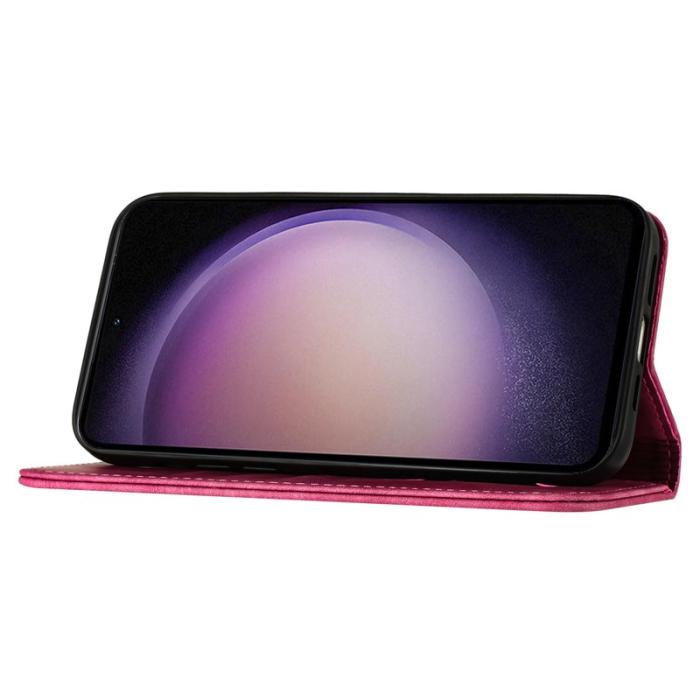 OEM - Samsung Galaxy A55 5G Plånboksfodral Fjäril Kattmönster Konstläder - Rosa