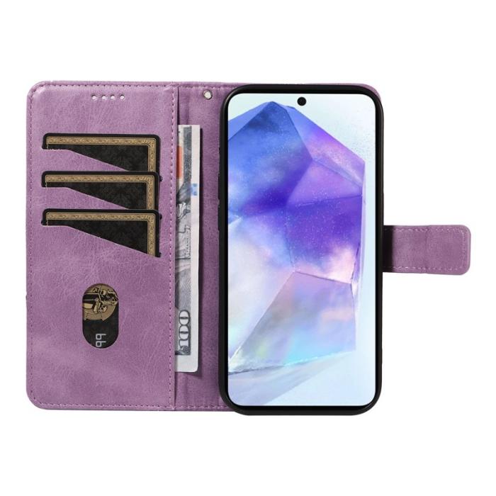 OEM - Samsung Galaxy A55 5G Plånboksfodral Geometrisk Linje Konstläder - Lila