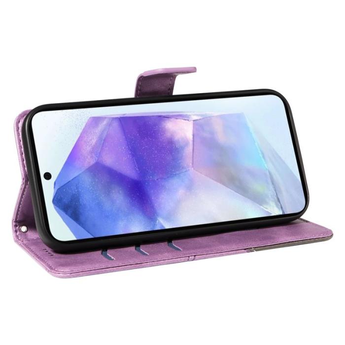 OEM - Samsung Galaxy A55 5G Plånboksfodral Geometrisk Linje Konstläder - Lila