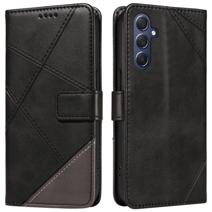 OEM - Samsung Galaxy A55 5G Plånboksfodral Geometrisk Linje Konstläder - Svart