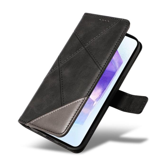OEM - Samsung Galaxy A55 5G Plånboksfodral Geometrisk Linje Konstläder - Svart