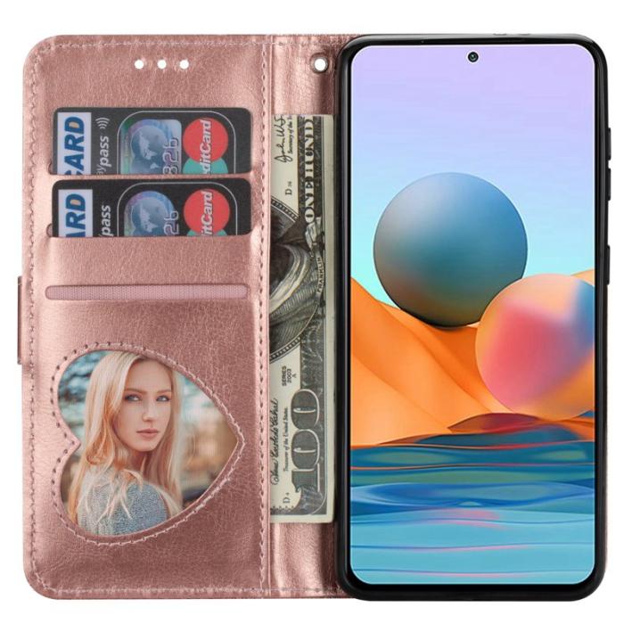 OEM - Samsung Galaxy A55 5G Plånboksfodral Glittrande Konstläder Drop-skydd - Roséguld