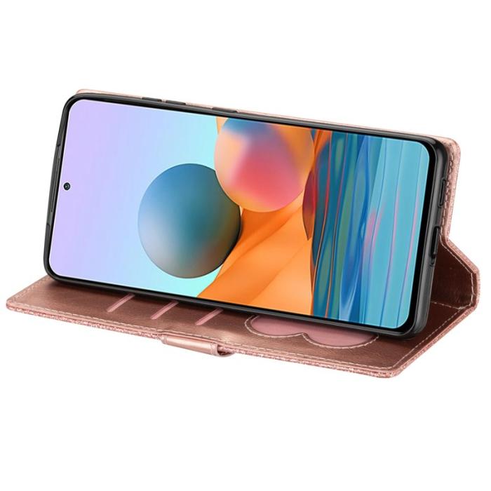 OEM - Samsung Galaxy A55 5G Plånboksfodral Glittrande Konstläder Drop-skydd - Roséguld