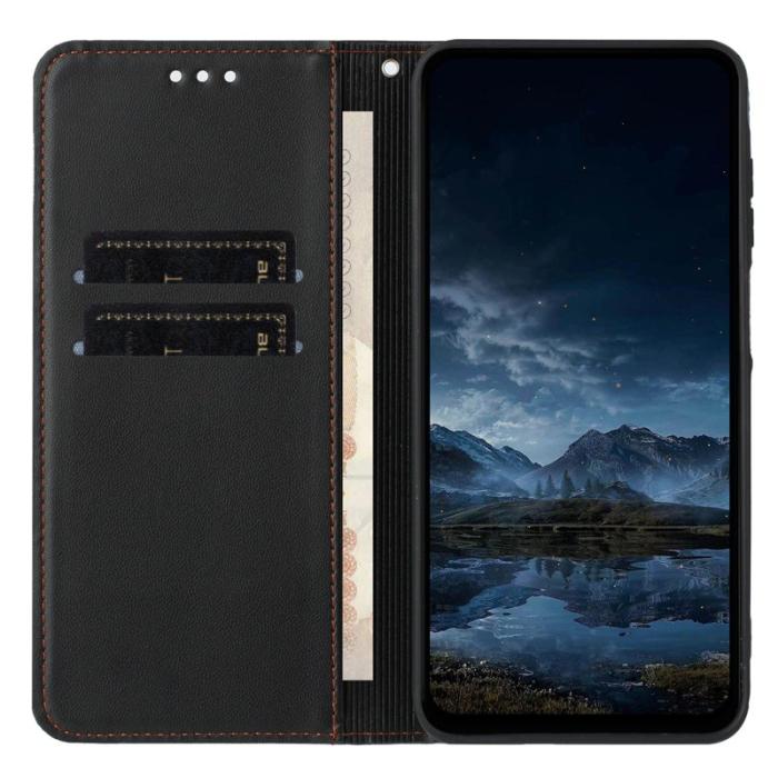 OEM - Samsung Galaxy A55 5G Plånboksfodral Imprägnat Konstläder Ställ - Svart