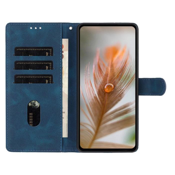 OEM - Samsung Galaxy A55 5G Plånboksfodral Impräntad Fjäder Konstläder - Blå