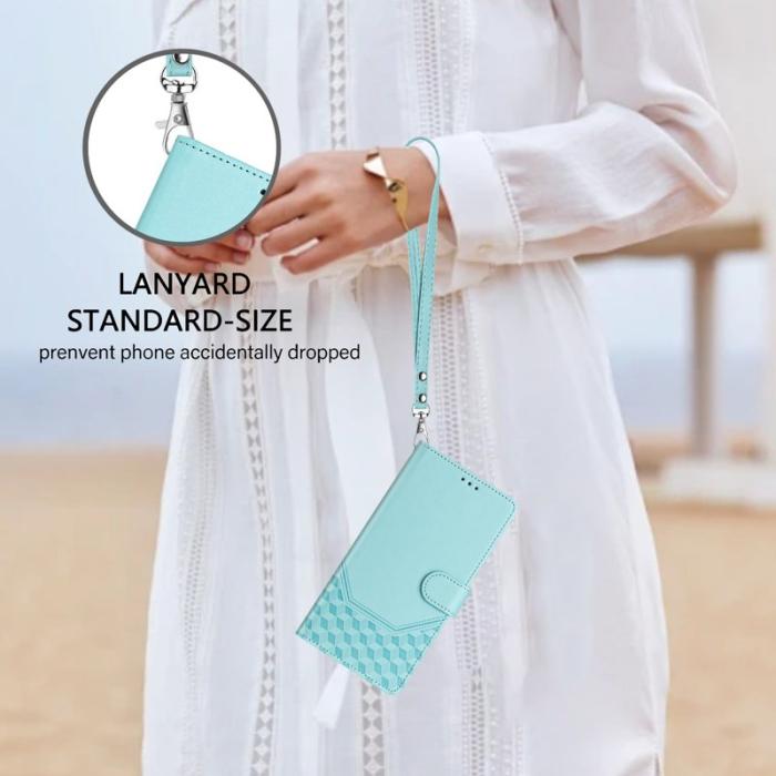 OEM - Samsung Galaxy A55 5G Plånboksfodral Impräntad Honungskaka Konstläder - Mintgrön