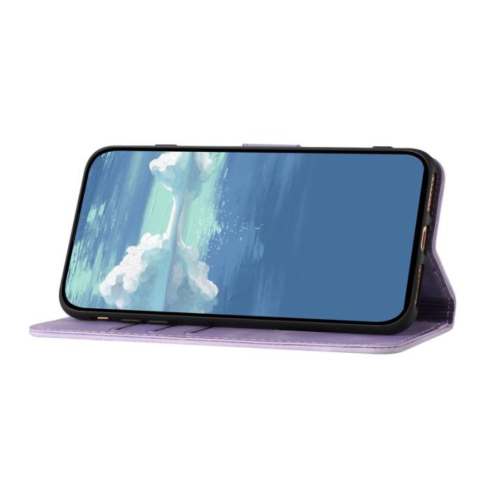 OEM - Samsung Galaxy A55 5G Plånboksfodral Impräntad Konstläder - Lila