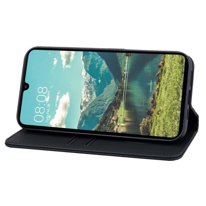 OEM - Samsung Galaxy A55 5G Plånboksfodral Imprenterad Romb Mörkt Skydd - Svart