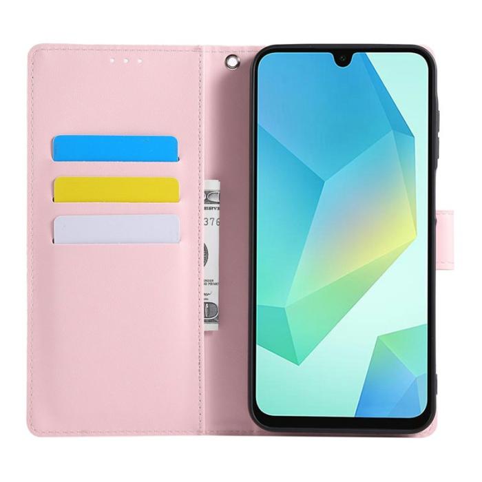 OEM - Samsung Galaxy A55 5G Plånboksfodral Konstläder Blommönster - Roséguld