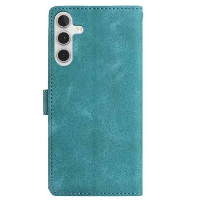 OEM - Samsung Galaxy A55 5G Plånboksfodral Konstläder Impräntad Fjäder - Grön