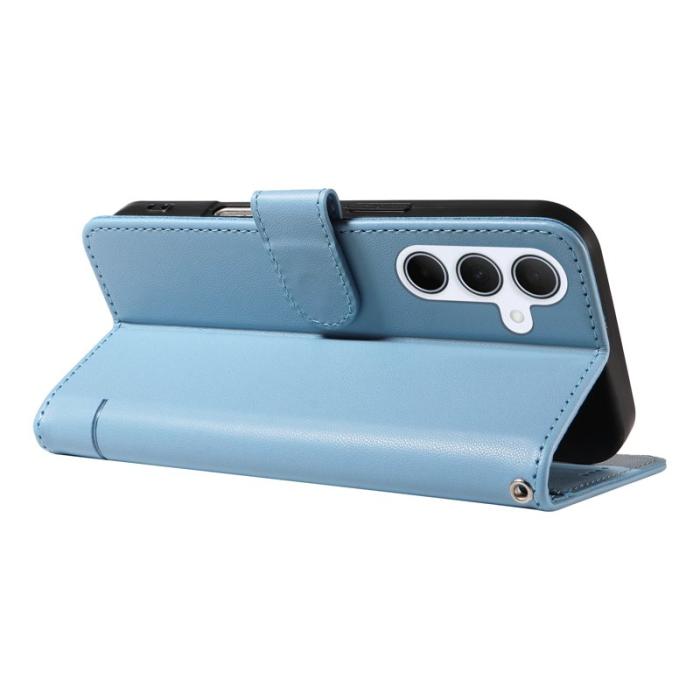 OEM - Samsung Galaxy A55 5G Plånboksfodral Konstläder Kattmönster - Ljusblå