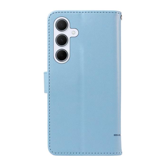 OEM - Samsung Galaxy A55 5G Plånboksfodral Konstläder Kattmönster - Ljusblå