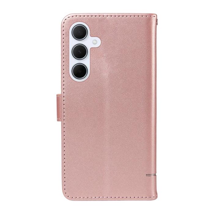 OEM - Samsung Galaxy A55 5G Plånboksfodral Konstläder Kattmönster - Roséguld
