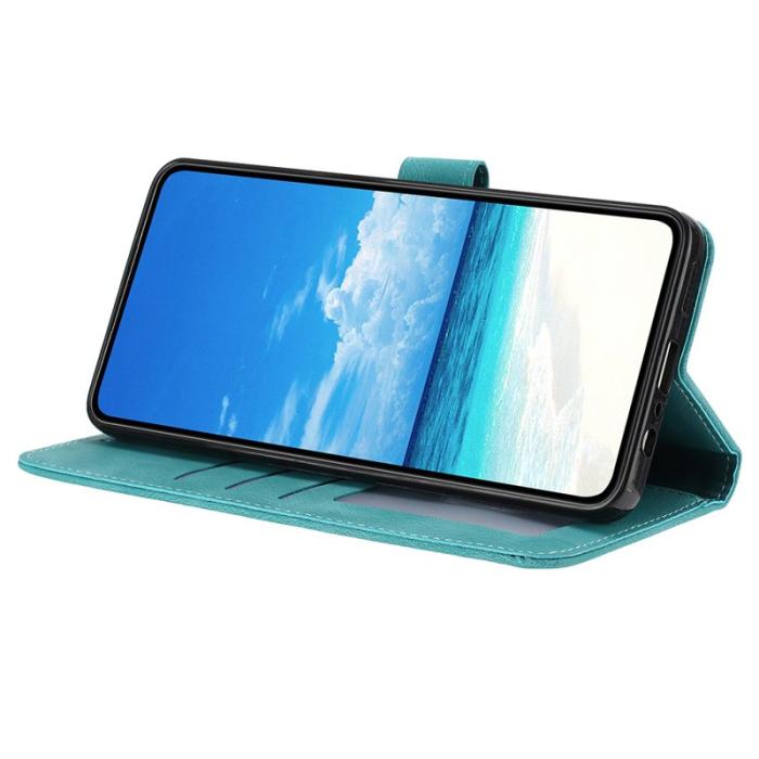 OEM - Samsung Galaxy A55 5G Plånboksfodral Konstläder Rosa Mönster - Grön