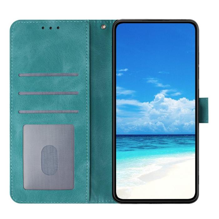 OEM - Samsung Galaxy A55 5G Plånboksfodral Konstläder Rosa Mönster - Grön