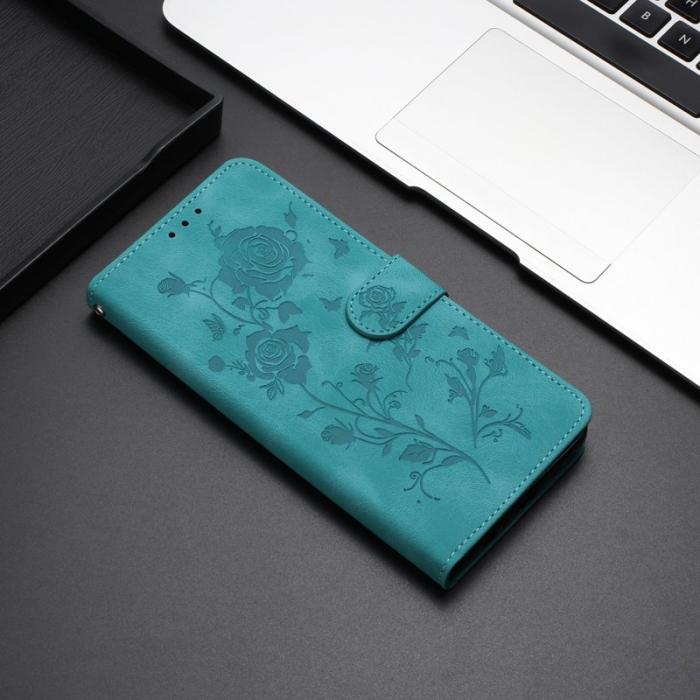 OEM - Samsung Galaxy A55 5G Plånboksfodral Konstläder Rosa Mönster - Grön