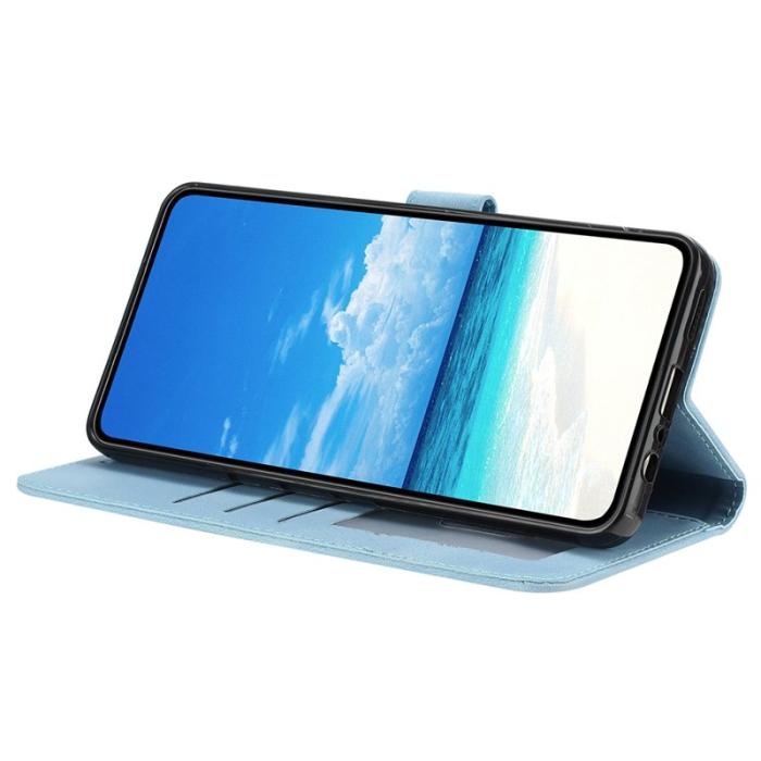 OEM - Samsung Galaxy A55 5G Plånboksfodral Konstläder Rosmönster - Ljusblå