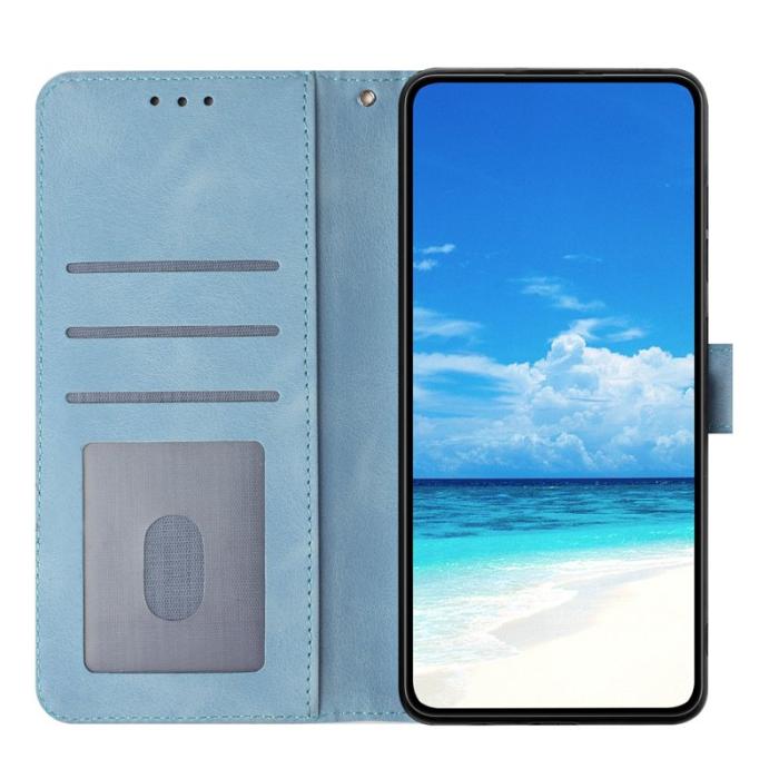 OEM - Samsung Galaxy A55 5G Plånboksfodral Konstläder Rosmönster - Ljusblå