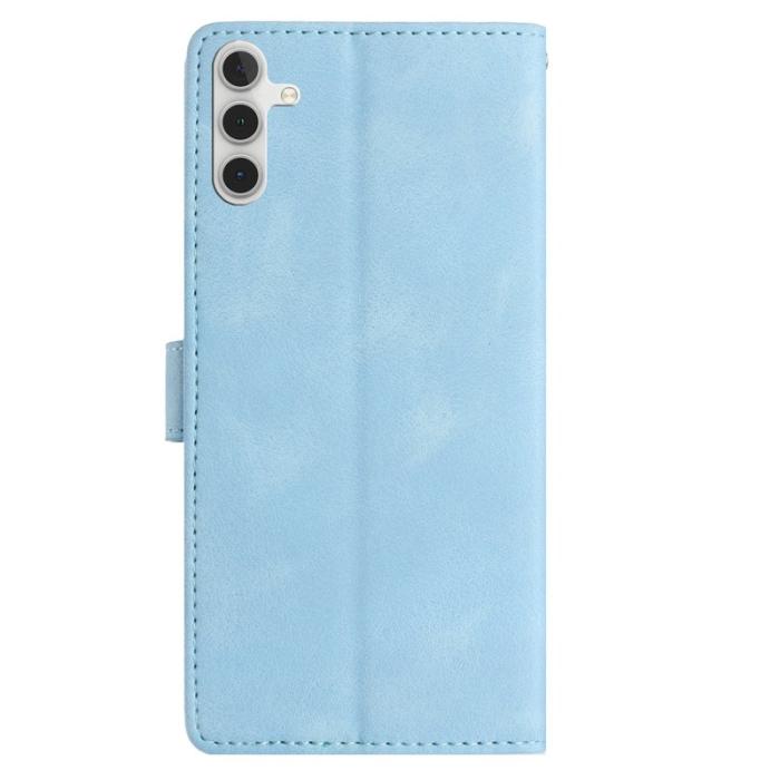 OEM - Samsung Galaxy A55 5G Plånboksfodral Konstläder Rosmönster - Ljusblå