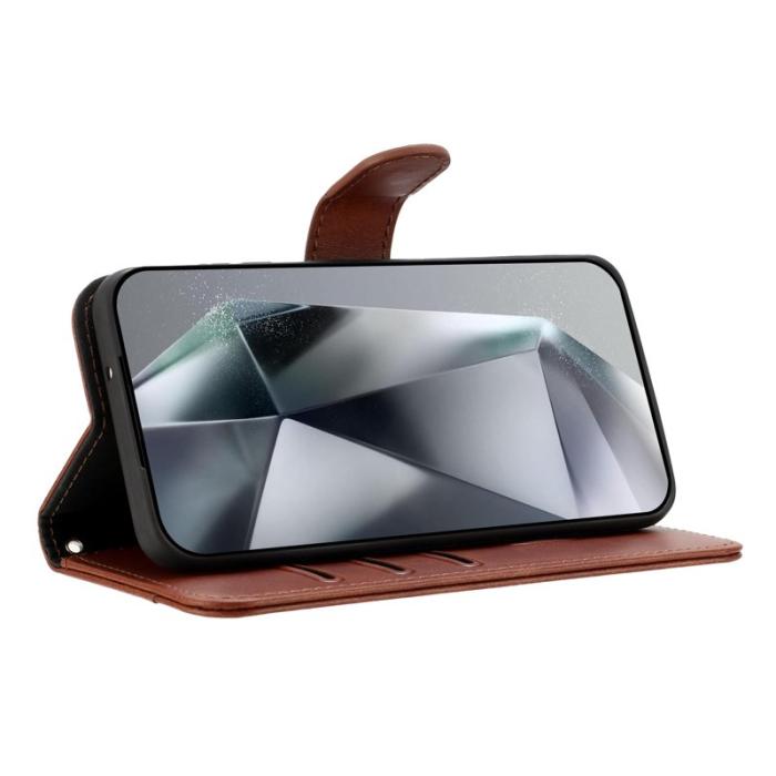 OEM - Samsung Galaxy A55 5G Plånboksfodral Konstläder S-formad - Brun