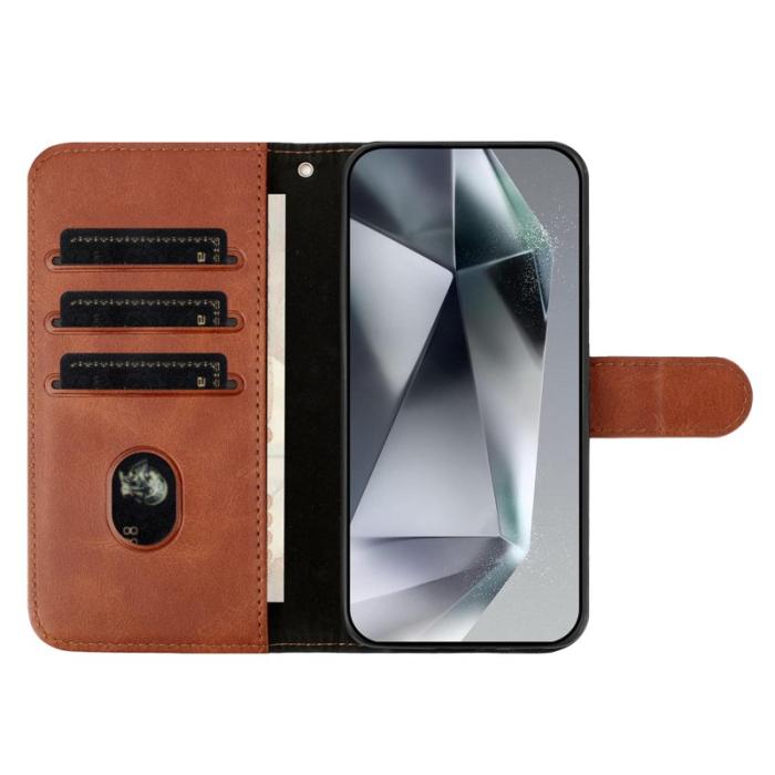 OEM - Samsung Galaxy A55 5G Plånboksfodral Konstläder S-formad - Brun