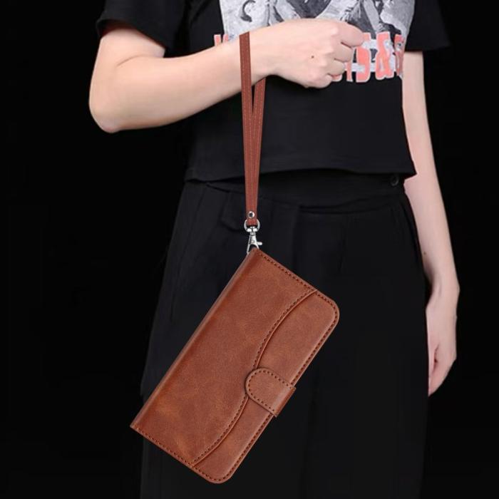 OEM - Samsung Galaxy A55 5G Plånboksfodral Konstläder S-formad - Brun