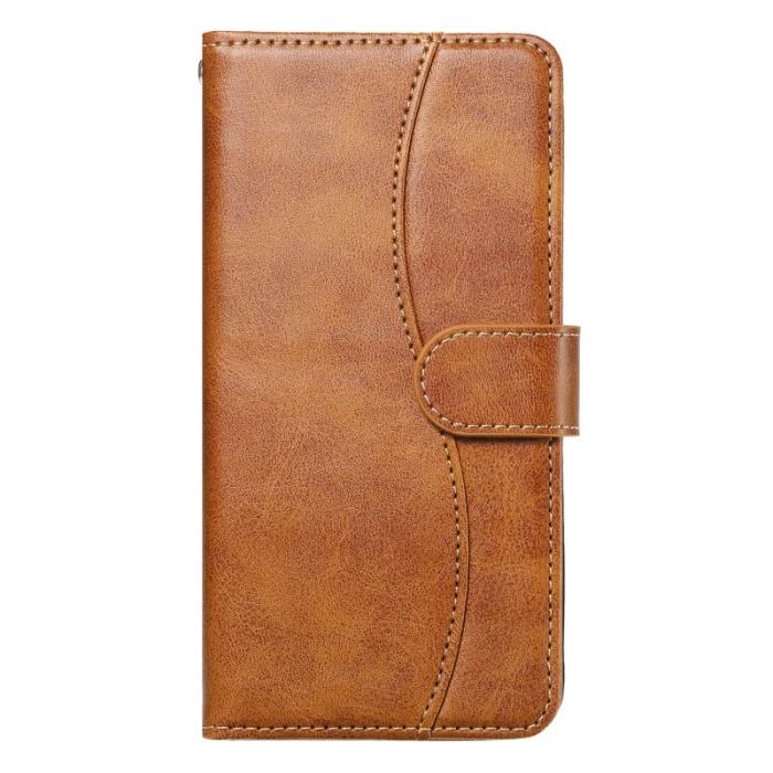 OEM - Samsung Galaxy A55 5G Plånboksfodral Konstläder S-formad Sömnad - Brun