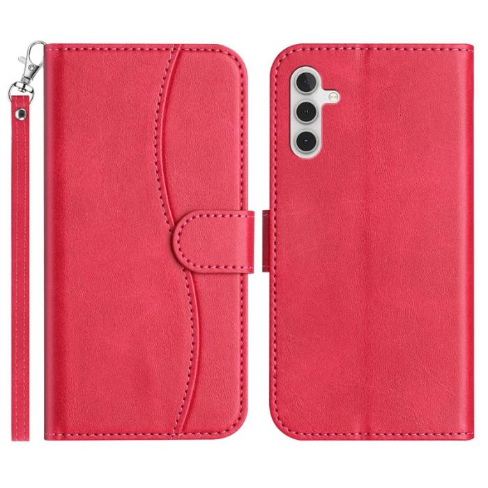 OEM - Samsung Galaxy A55 5G Plånboksfodral Konstläder S-formad Sömnad - Rosa