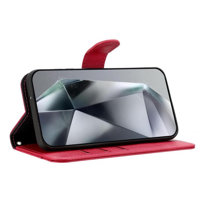 OEM - Samsung Galaxy A55 5G Plånboksfodral Konstläder S-formad Sömnad - Rosa