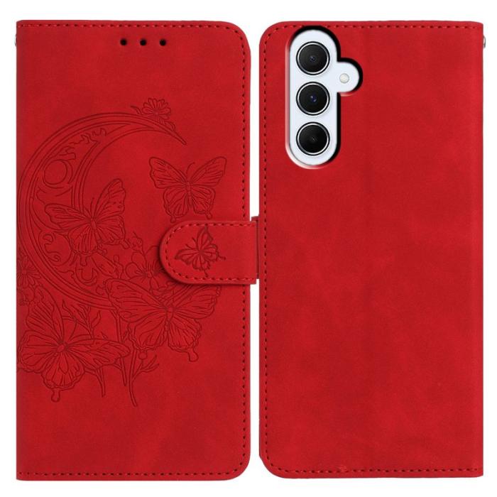 OEM - Samsung Galaxy A55 5G Plånboksfodral Konstläder Ställ - Röd