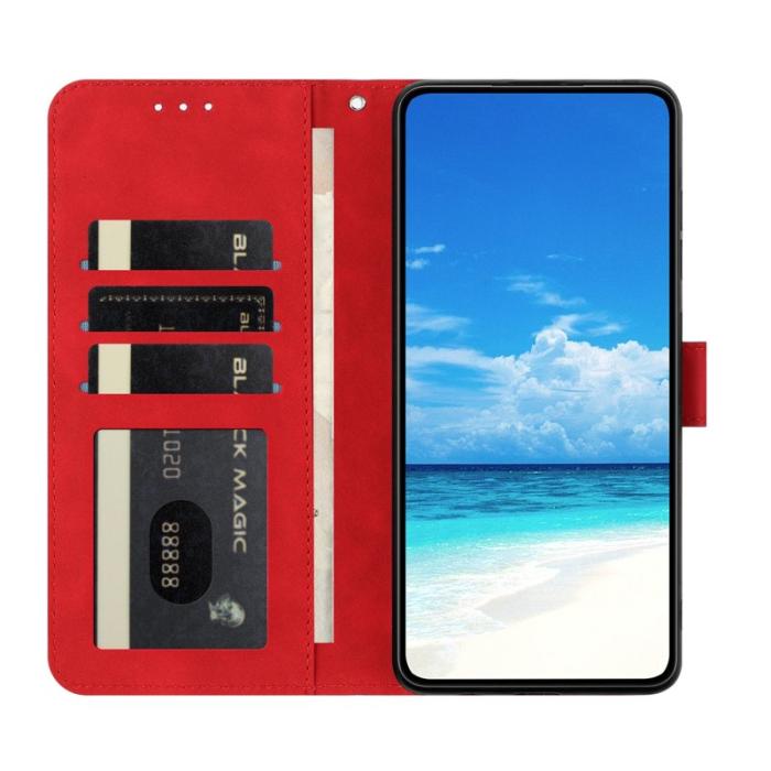 OEM - Samsung Galaxy A55 5G Plånboksfodral Konstläder Ställ - Röd