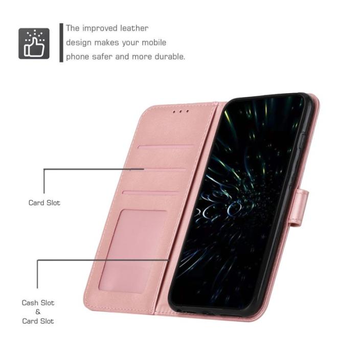 OEM - Samsung Galaxy A55 5G Plånboksfodral Konstläder Ställ - Roséguld