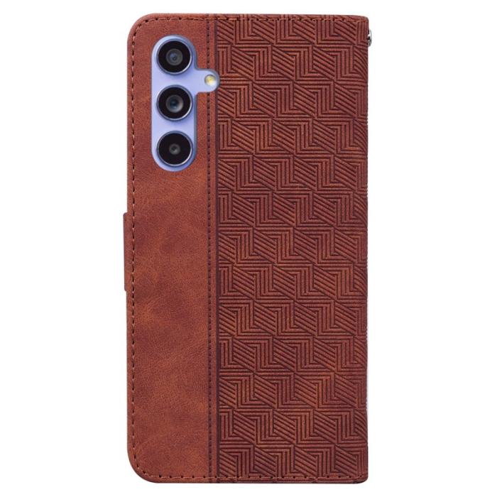 OEM - Samsung Galaxy A55 5G Plånboksfodral Konstläder Ställfunktion Geometri - Brun
