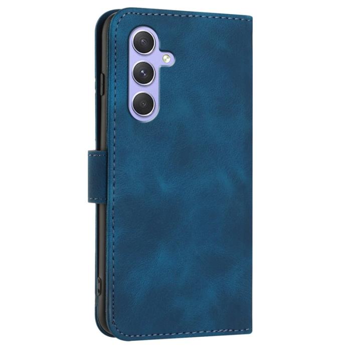 OEM - Samsung Galaxy A55 5G Plånboksfodral Line Imprinted Konstläder - Blå