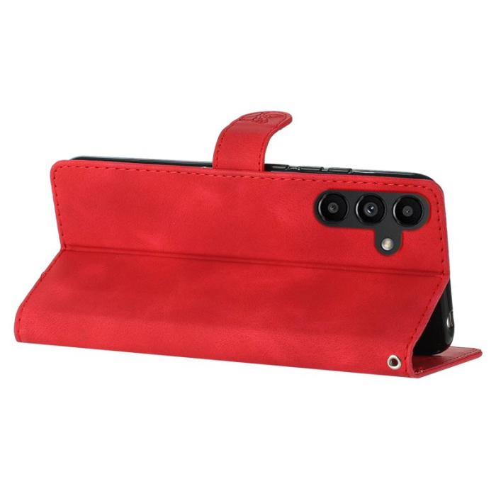 OEM - Samsung Galaxy A55 5G Plånboksfodral Magnetlås Konstläder Ställ - Röd