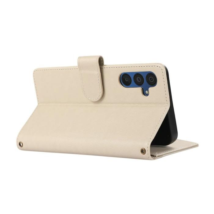 OEM - Samsung Galaxy A55 5G Plånboksfodral Med Kortfack Dragkedja Konstläder - Beige