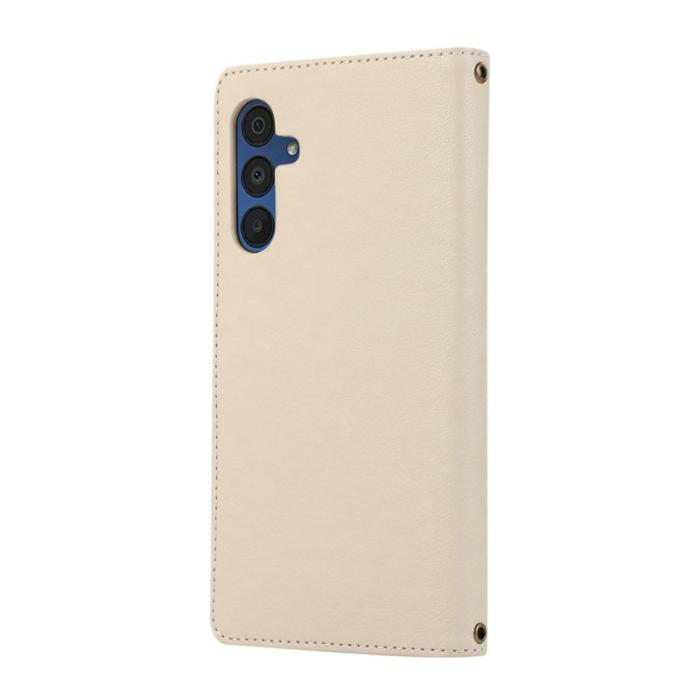 OEM - Samsung Galaxy A55 5G Plånboksfodral Med Kortfack Dragkedja Konstläder - Beige