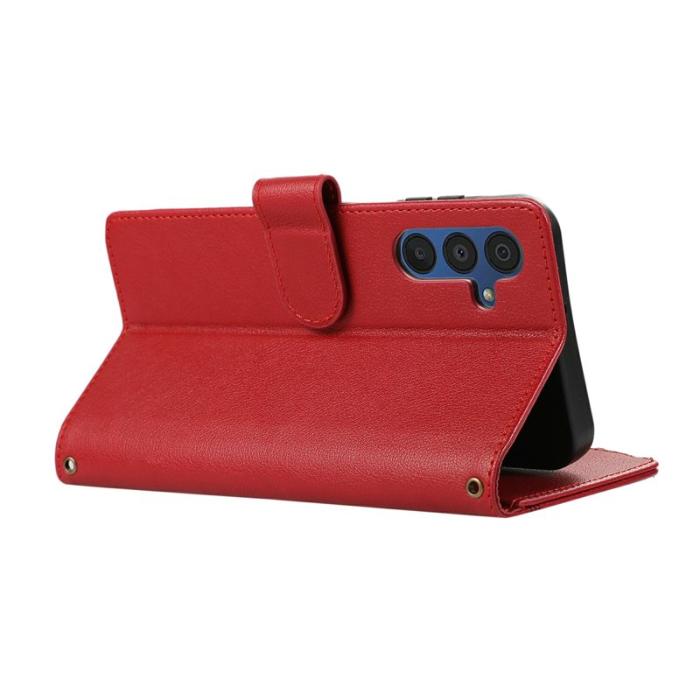 OEM - Samsung Galaxy A55 5G Plånboksfodral Med Kortfack Dragkedja Konstläder - Röd